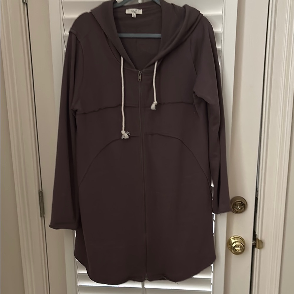 Chocolate brown hooded zip up jacket